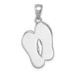 Sterling Silver Rhodium-plated Polished Crystal Double Flip Flop Pendant - Image 3