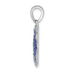 Sterling Silver Rhodium-plated Polished Blue and White Crystal Angel Fish Pendant - Image 2