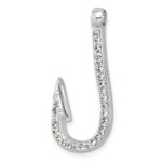 Sterling Silver Rhodium-Plated Polished Crystal Hook Pendant - Image 4