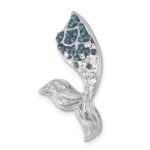 Sterling Silver Rhodium-Plated Polished Crystal Mermaid Tail Chain Slide - Image 4