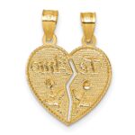 14k Two-tone Polished Break-Apart Heart With TE AMO And Roses Pendant - Image 3