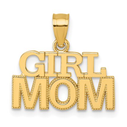 14k Polished GIRL MOM Pendant