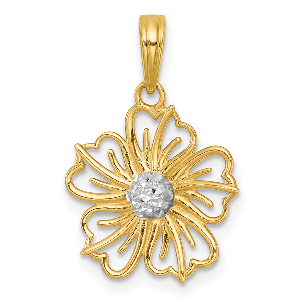 K10022.jpg 14k with White Rhodium Polished Fancy Pierced Flower Charm - Image 1