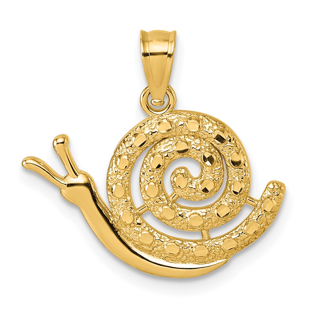 K10023.jpg 14k Polished Textured and Diamond-cut Snail Pendant - Image 1