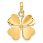 14k with White Rhodium Polished 4-Leaf Clover Charm Pendant - Image 3