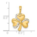 14k with White Rhodium Polished 3-Leaf Clover Charm - Image 4