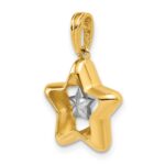 14k with White Rhodium Polished Star In Star Dangle Charm - Image 4