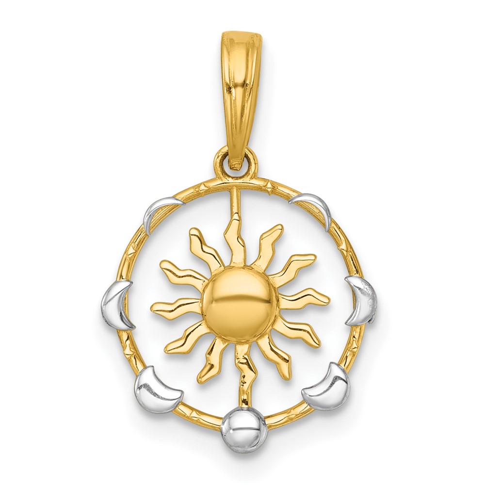 K10040.jpg 14k with White Rhodium Polished Sun With Moon Cycle Charm - Image 1