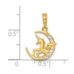 14k with White Rhodium Polished Unicorn In Moon Charm - Image 4