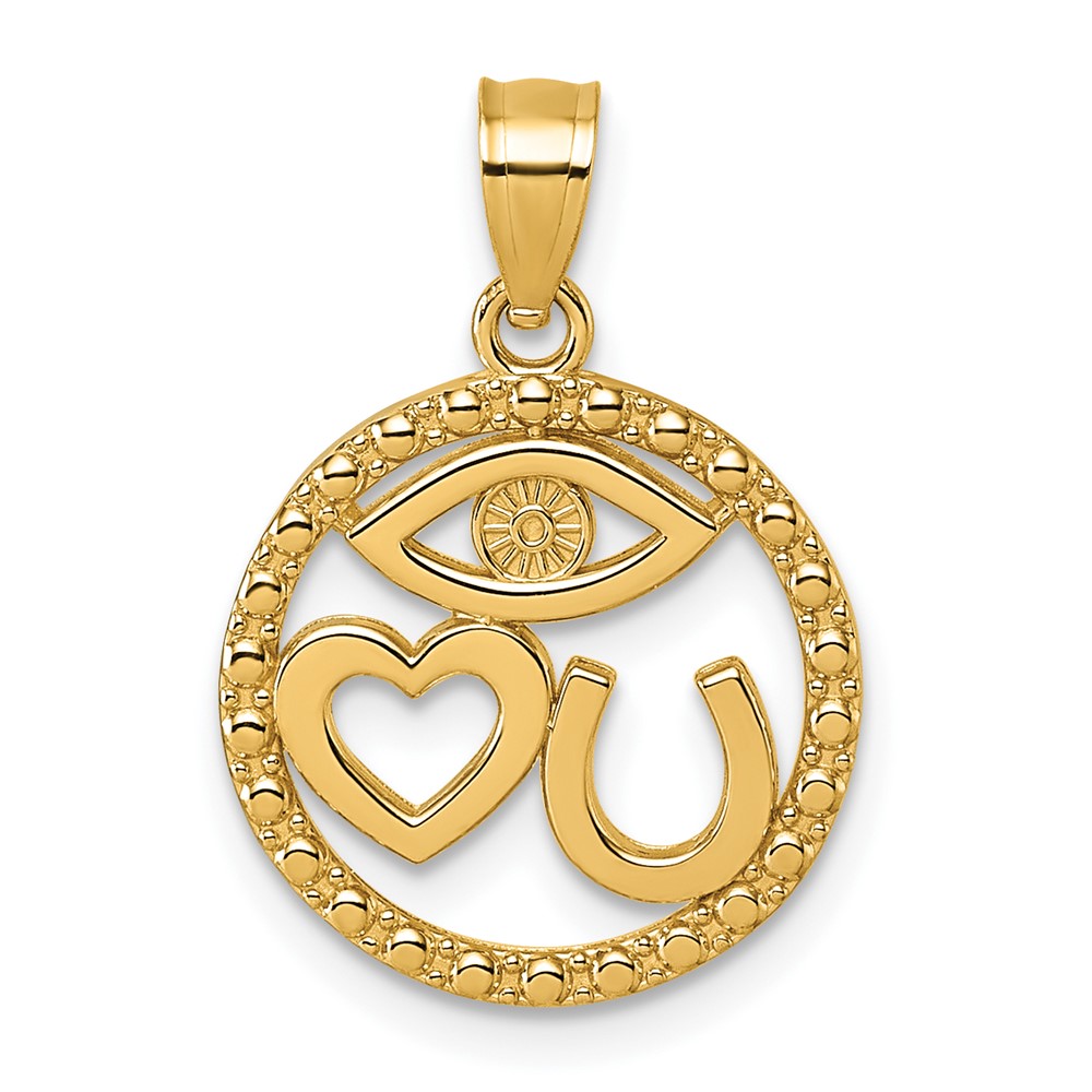 K10046.jpg 14k Polished Heart/Evil Eye/Horseshoe In Circle Pendant - Image 1