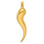 14k Polished Hollow 3-D Italian Horn Pendant - Image 3