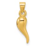 14k Polished Hollow 3-D Italian Horn Pendant - Image 3