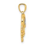 14k and White Rhodium Polished and Textured Owl Pendant - Image 2