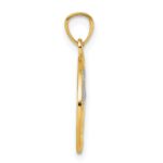 14k and White Rhodium Textured Owl Sitting In Tree In Circle Pendant - Image 2