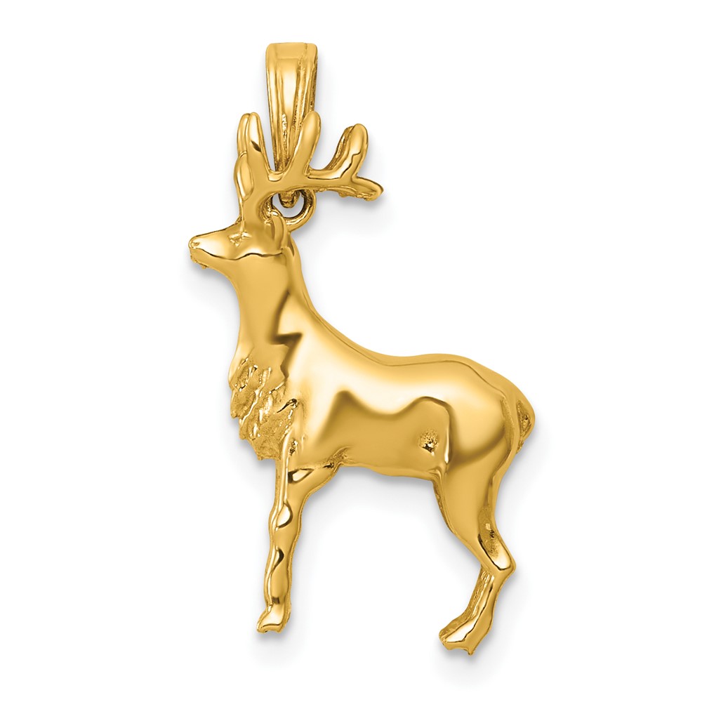 K10060.jpg 14k Polished 3-D Reindeer Charm - Image 1