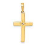 14K with White Rhodium Diamond-cut Latin Cross Pendant
