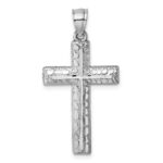 14k Polished White Gold Diamond-cut Fancy Latin Cross Pendant