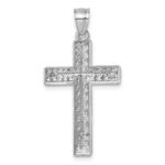 14k Polished White Gold Diamond-cut Fancy Latin Cross Pendant - Image 3
