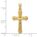14k Polished and Diamond-cut Grooved Hollow Back Cross Pendant - Image 4