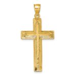 14K Polished Diamond-cut Textured Fancy Latin Cross Pendant - Image 3
