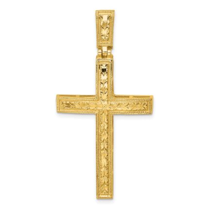 14k Polished Diamond-cut Fancy Latin Cross Pendant