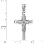14k Polished White Gold Diamond-cut Textured Crucifix Pendant - Image 4