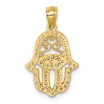 14k Polished CZ Hamsa Pendant - Image 3