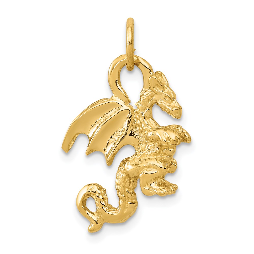 K1012.jpg 14k Solid Polished 3-D Dragon Charm - Image 1