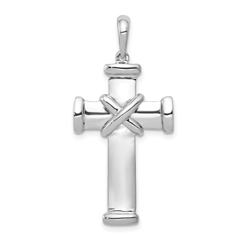 K1186.jpg 14k White Gold Center -X- Latin Cross Pendant - Image 1