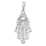 14k White Gold Turquoise Filigree Chamseh Pendant - Image 3