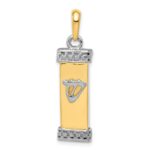 14K Two-Tone 3-D Mezuzah with Shin Pendant