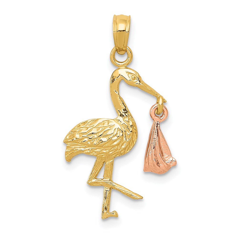 K1331.jpg 14k Two-tone Stork Pendant - Image 1