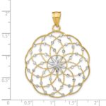 14k and White Rhodium Diamond-cut Spiral Circle Pendant - Image 2