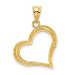14K Polished Open Dangling Heart Pendant - Image 3