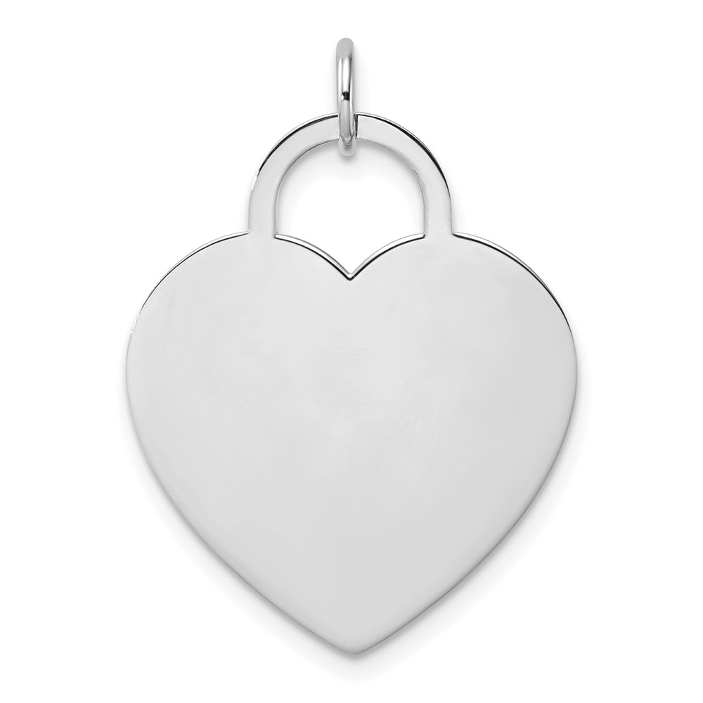 K167.jpg 14k White Gold Polished Engravable 22mm Heart Disc Pendant - Image 1