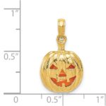 14k Enameled Inside 3-D Cut-Out Jack-o-Lantern Pendant - Image 4