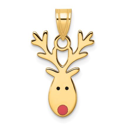 14k Enameled Red-Nosed Reindeer Charm