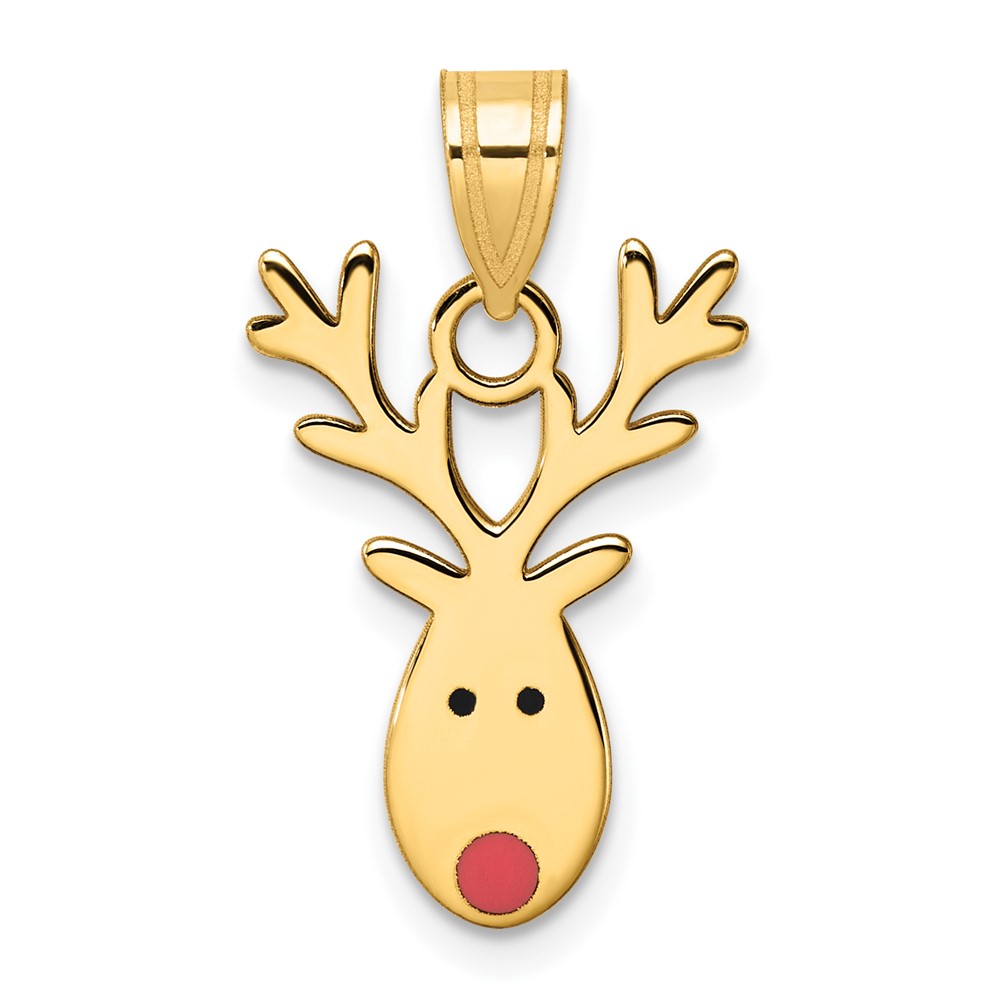 K1749.jpg 14k Enameled Red-Nosed Reindeer Charm - Image 1