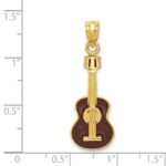 14k Brown Enameled Acoustic Guitar Pendant - Image 4