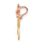 14k Two-tone Mini Pink Rose Flower Chain Slide - Image 2