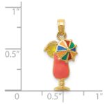 14k Pink Enameled Tropical Drink with Multi-Colored Umbrella Charm - Image 4