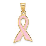 14k Large Enameled Pink Awareness Ribbon Pendant