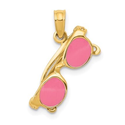 14k 3-D Pink Enameled Sunglasses with Moveable Sides Pendant