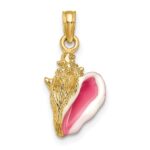 14k Pink and White Enameled 3-D Conch Shell Pendant