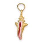 14k Pink and White Enameled 3-D Conch Shell Pendant - Image 2