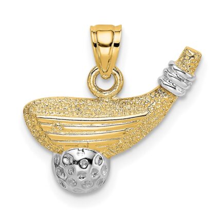 14k and White Rhodium Golf Club and Ball Charm