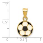 14k Black and White Enameled Flat Soccer Ball Pendant - Image 4