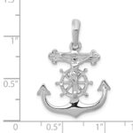 14k White Gold Mariners Crucifix Pendant - Image 3