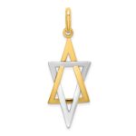 14K and White Rhodium Elongated Star Of David Charm