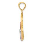 14K Two-tone and White Rhodium Polished 3 Hearts Pendant - Image 2